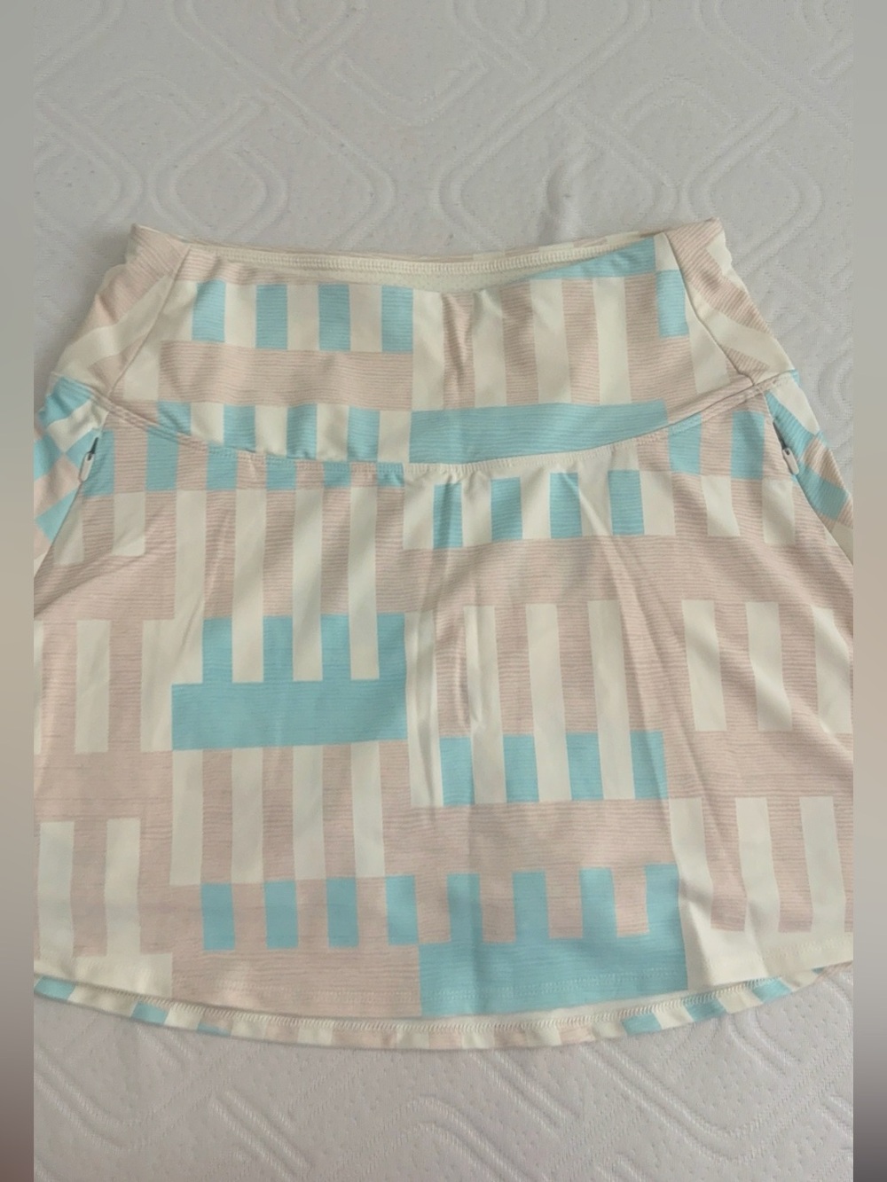 Women's Cream & Light Blue Patterned A-Line Skort - Picture 2 of 4